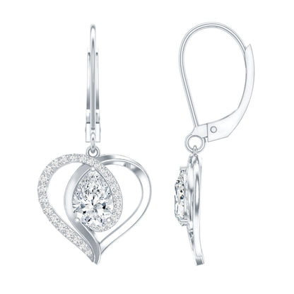 Certified 1.3 Carat Pear Lab Grown Diamond Heart Drop Earrings
