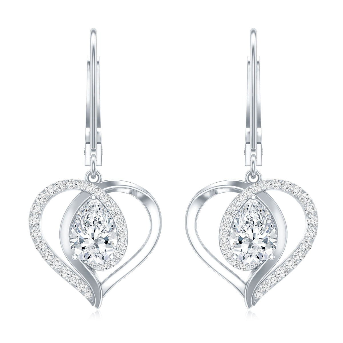 Certified 1.3 Carat Pear Lab Grown Diamond Heart Drop Earrings