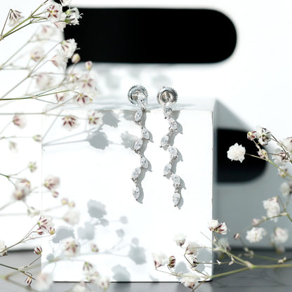 Marquise Lab Grown Diamond Bridal Dangle Earrings