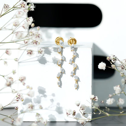 Marquise Lab Grown Diamond Bridal Dangle Earrings
