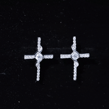 Certified Lab Grown Diamond Religious Cross Earrings