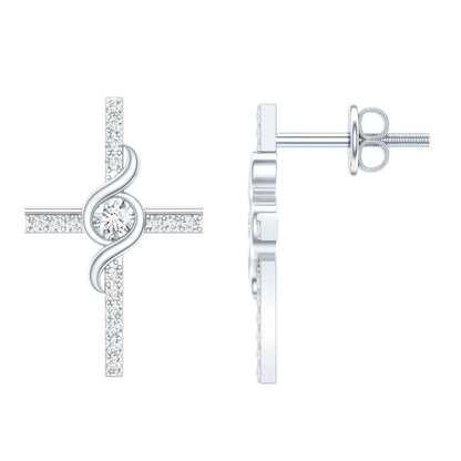Certified Lab Grown Diamond Religious Cross Earrings