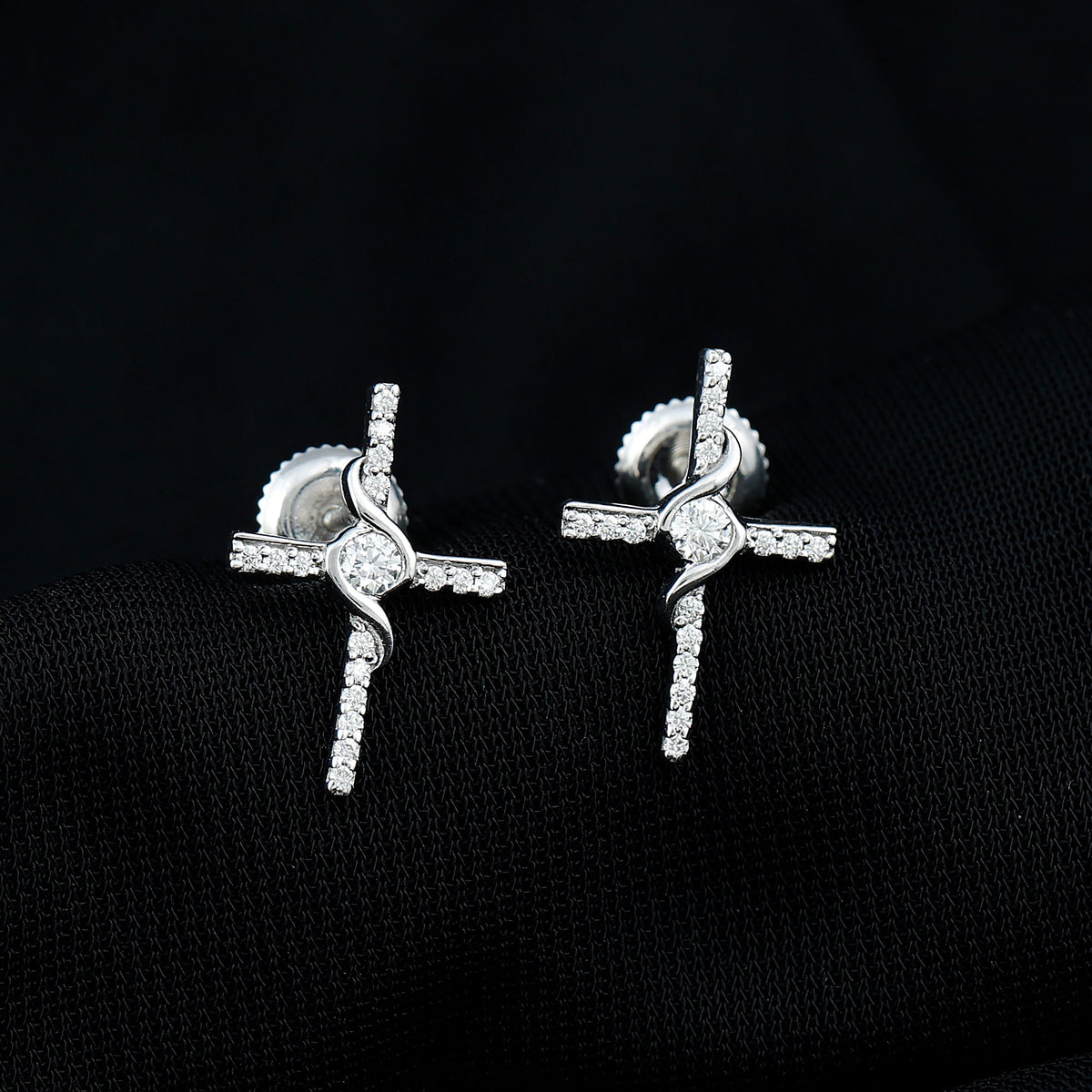 Certified Lab Grown Diamond Religious Cross Earrings