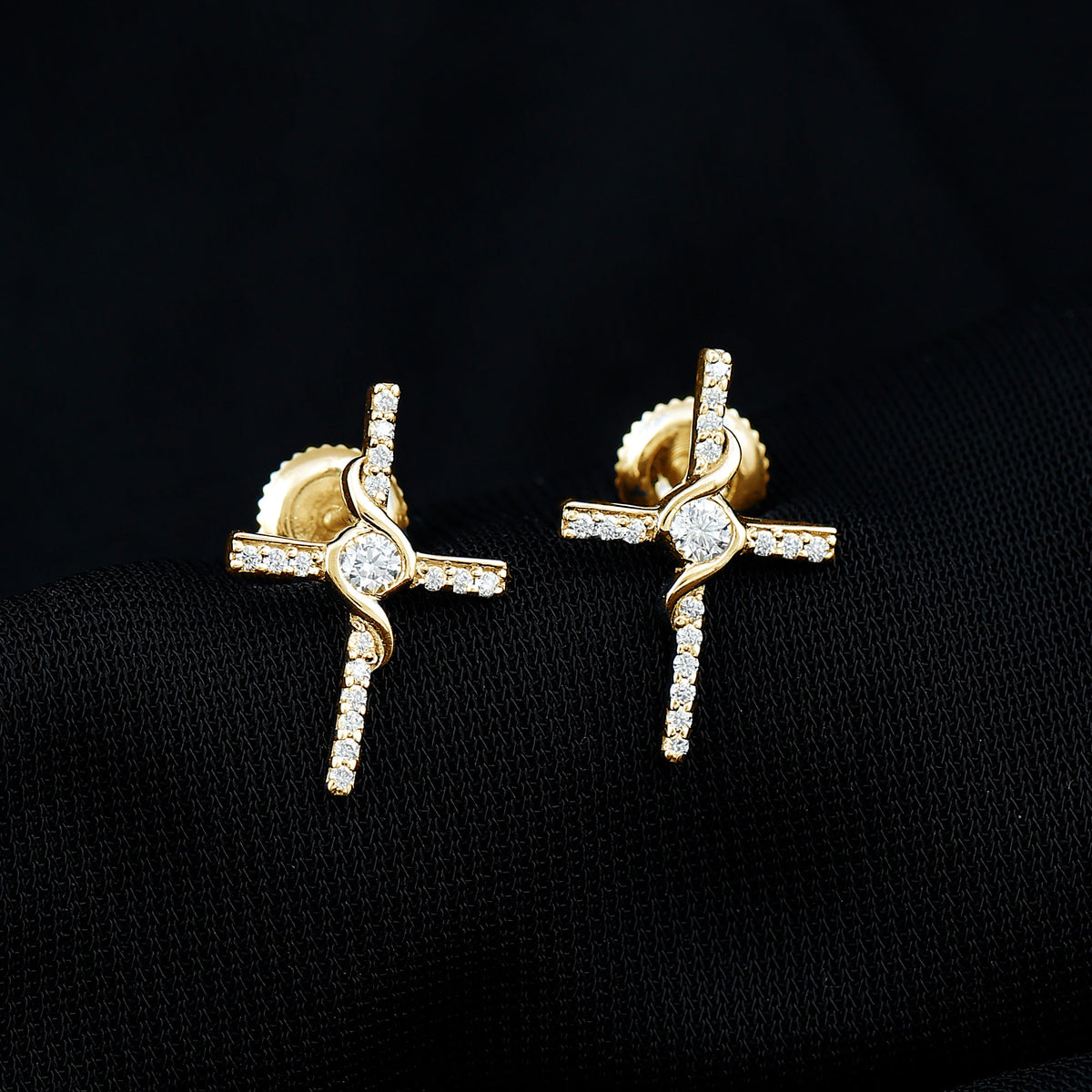 Certified Lab Grown Diamond Religious Cross Earrings
