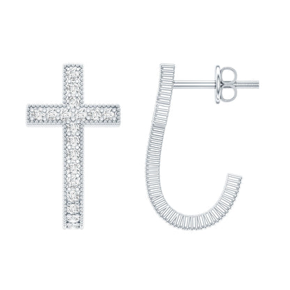 Lab Grown Diamond Religious Cross Earrings with Screw back