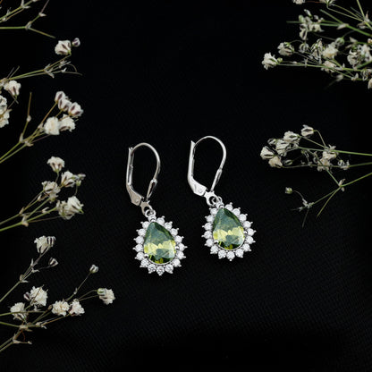 Lab Grown Green Sapphire Wedding Earrings for Bride