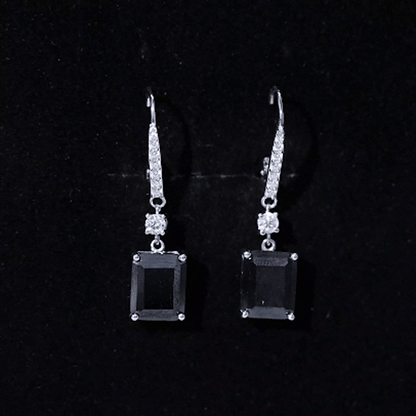Certified 6 Carat Lab Grown Black Diamond Dangling Earrings