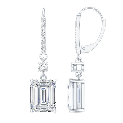 Certified 7 Carat Moissanite Silver Dangle Earrings For Women