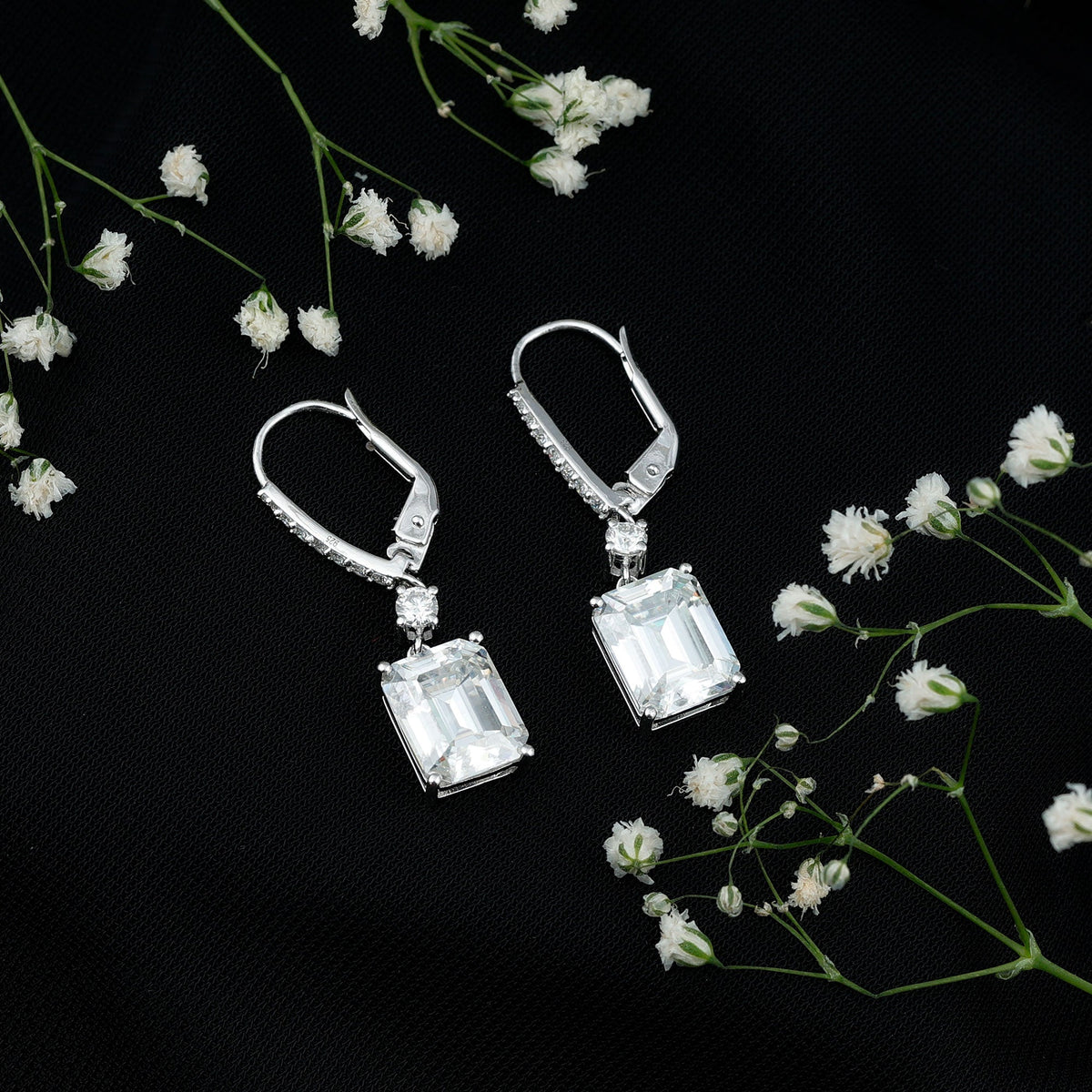 Certified 7 Carat Moissanite Silver Dangle Earrings For Women