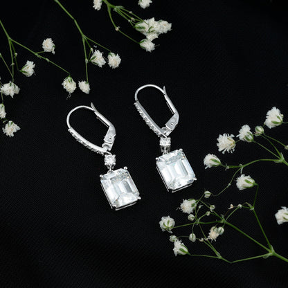 Certified 7 Carat Moissanite Silver Dangle Earrings For Women