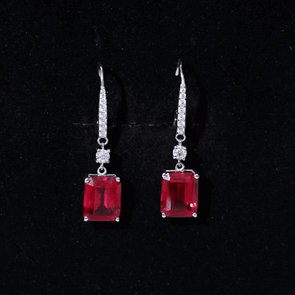 7 Carat Lab Created Ruby Drop Earrings in Sterling Silver