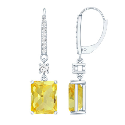 Certified 5.5 Carat Lab Grown Yellow Sapphire Teardrop Dangle Earrings for Women