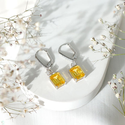 Certified 5.5 Carat Lab Grown Yellow Sapphire Teardrop Dangle Earrings for Women