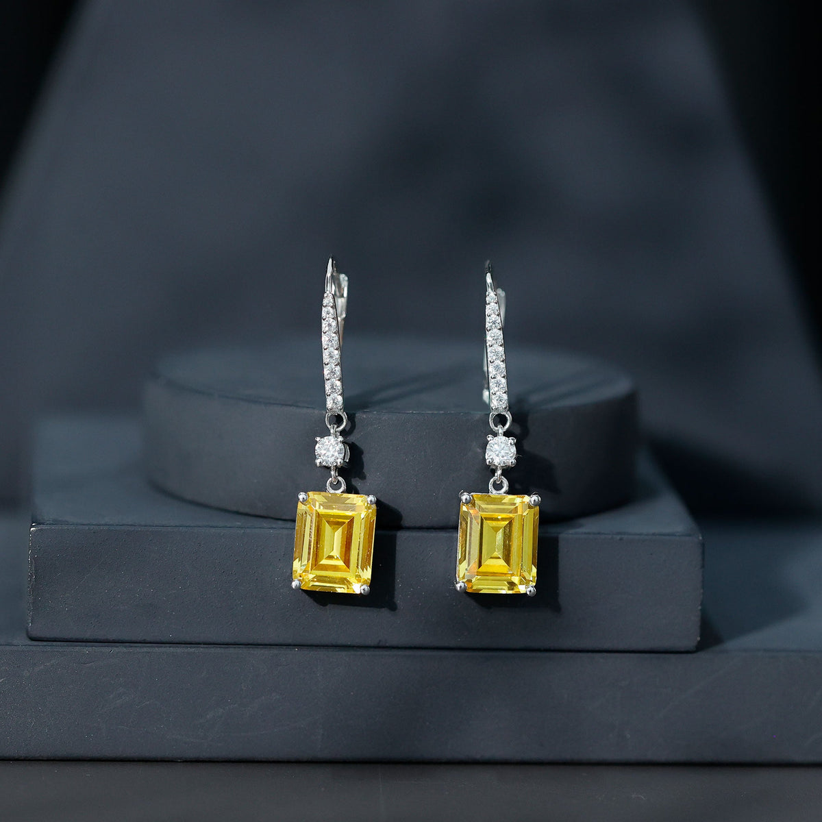 Certified 5.5 Carat Lab Grown Yellow Sapphire Teardrop Dangle Earrings for Women