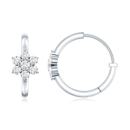 Diamond Flower Hoop Earrings For Her