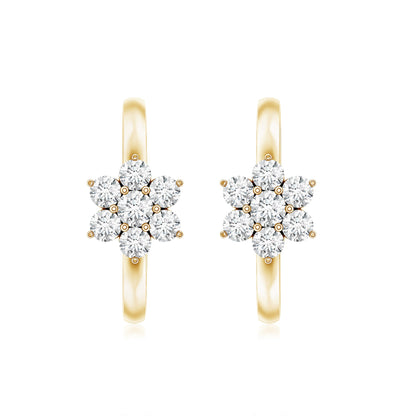 Diamond Flower Hoop Earrings For Her