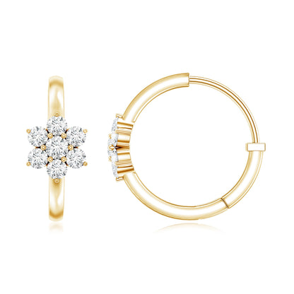 Diamond Flower Hoop Earrings For Her