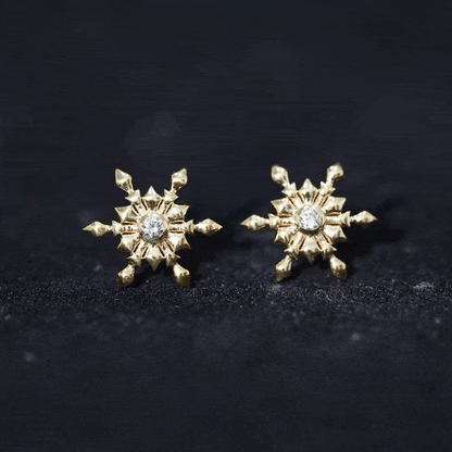 Bezel Set Diamond Snowflake Stud Earrings