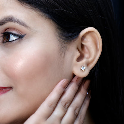 Princess Cut Moissanite Solitaire Stud Earrings for Women