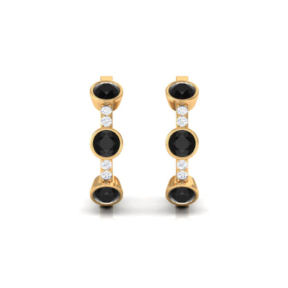 Lab Created Black and White Diamond Hinged Hoop Earrings