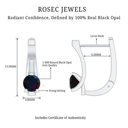 0.9 Carat Round Cut Black Opal J Hoop Earrings for Women