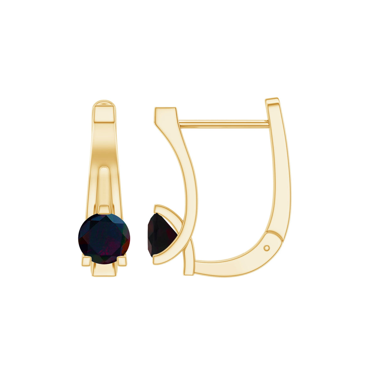 0.9 Carat Round Cut Black Opal J Hoop Earrings for Women