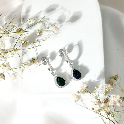 Natural 2 Carat Black Opal Teardrop Earrings with Moissanite