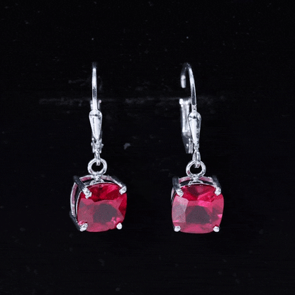 Lab Created Ruby Drop Earrings For Women