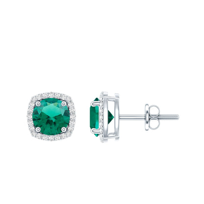 1.6 Carat Lab Grown Emerald Stud Earrings with Certificate