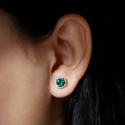 1.6 Carat Lab Grown Emerald Stud Earrings with Certificate