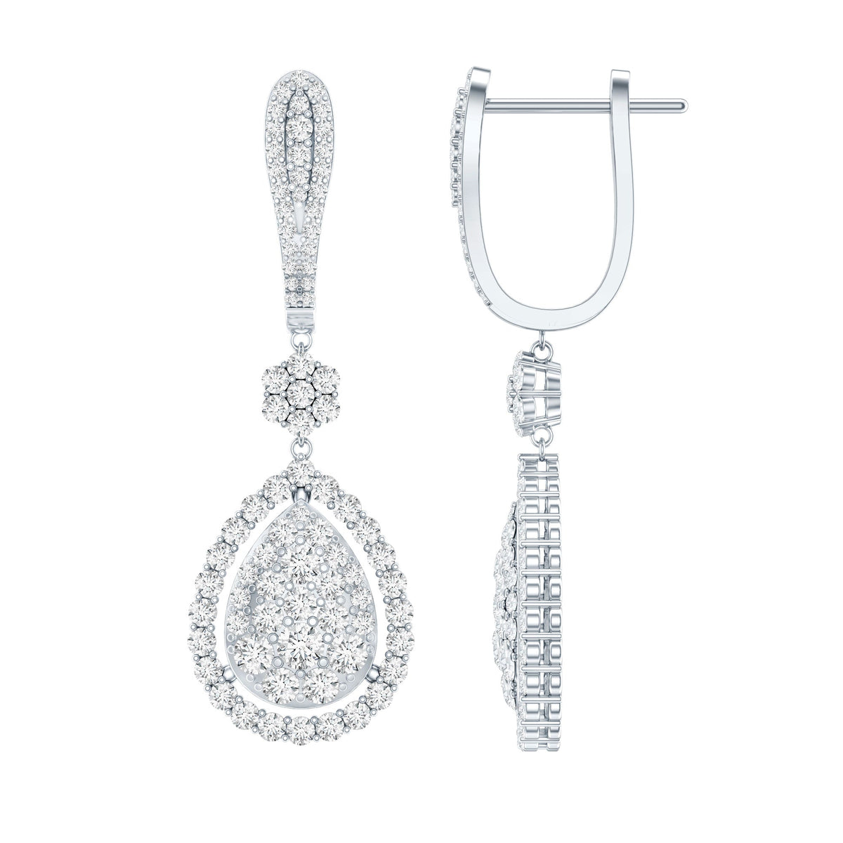 Certified Moissanite Bridal Drop Earrings For Wedding