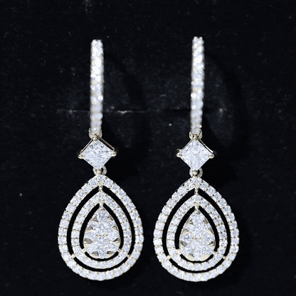 Certified Moissanite Teardrop Hoop Earrings for Women