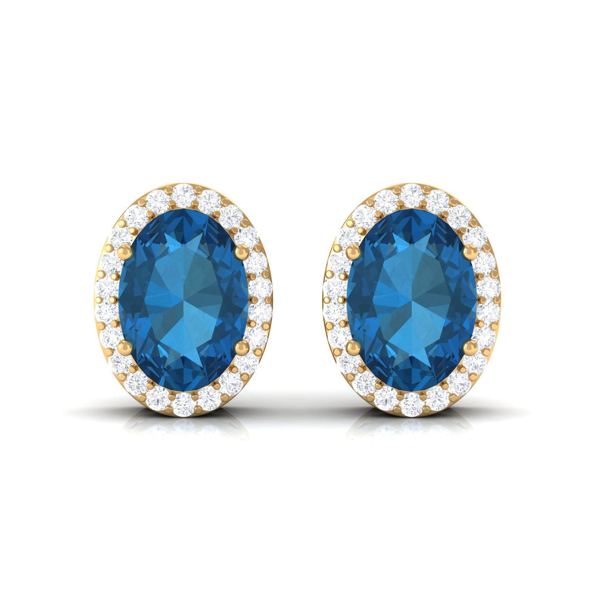 2.2 Carat London Blue Topaz and Diamond Halo Stud Earrings