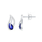 1 Carat Lab Grown Blue Sapphire Leaf Earrings with Moissanite