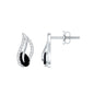 Pear Shape Black Spinel and Diamond Leaf Stud Earrings
