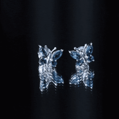 Butterfly Stud Earrings with London Blue Topaz