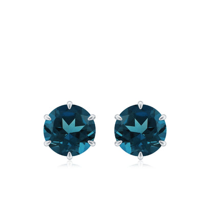 2.7 Carat London Blue Topaz Solitaire Stud Earrings