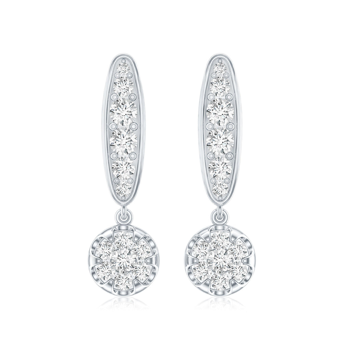 Real Diamond Bar Drop Earrings for Women