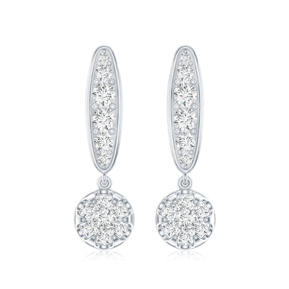 Real Diamond Bar Drop Earrings for Women