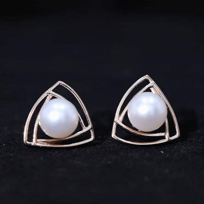 Round Shape Freshwater Pearl Statement Stud Earrings