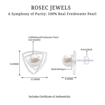 Round Shape Freshwater Pearl Statement Stud Earrings