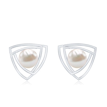 Round Shape Freshwater Pearl Statement Stud Earrings
