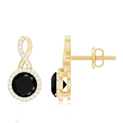 1.6 Carat Lab Grown Black and White Diamond Infinity Stud Earrings