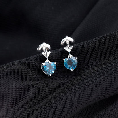 4 Carat London Blue Topaz Heart Drop Earrings for Women