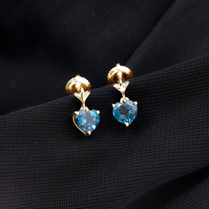 4 Carat London Blue Topaz Heart Drop Earrings for Women