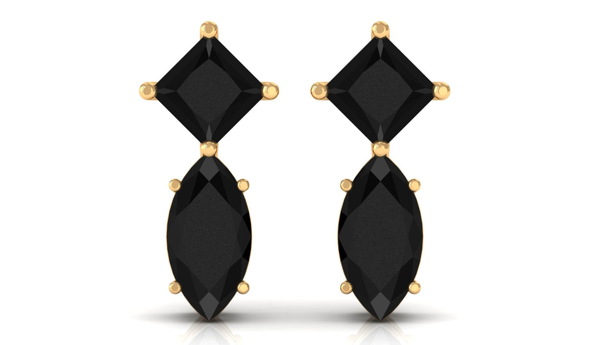 Natural Black Spinel Minimal Stud Earrings