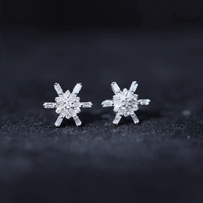 Minimal Diamond Snowflake Stud Earrings