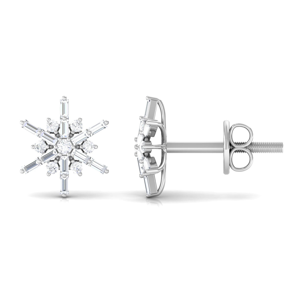 Minimal Diamond Snowflake Stud Earrings