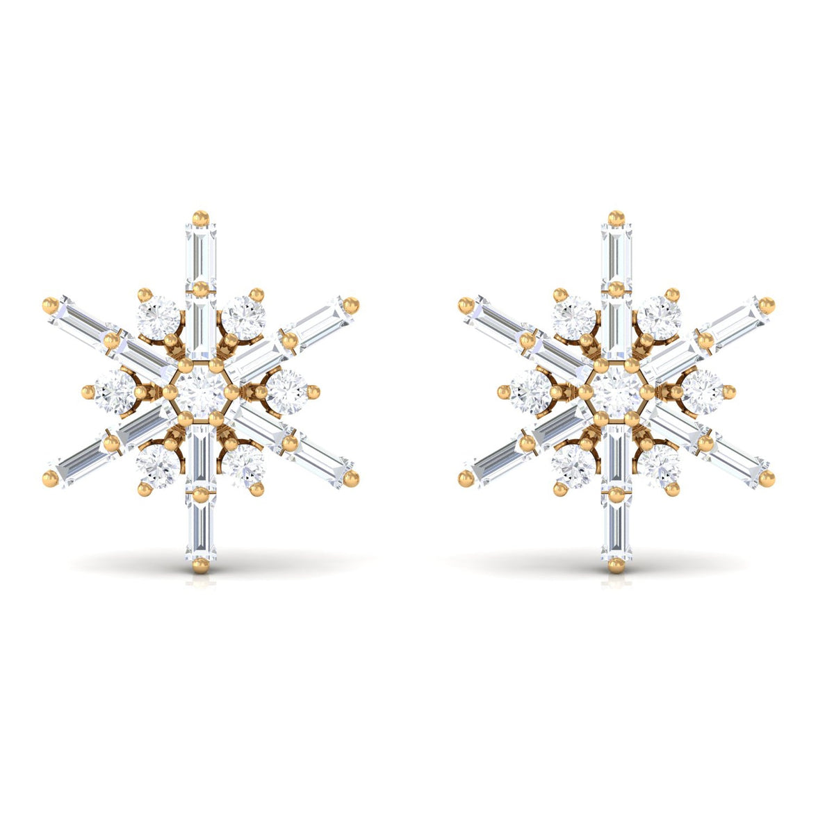 Minimal Diamond Snowflake Stud Earrings