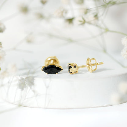 1.68 Carat Marquise Cut Lab Grown Black Diamond Stud Earrings